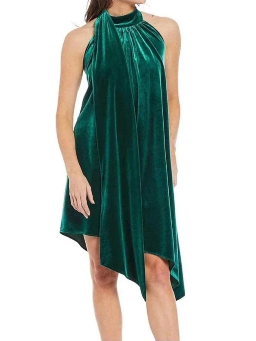 Belle Badgley Mischak Halle Green Velvet Scarf Dress 0 2 Asymmetrical Fairy Boho